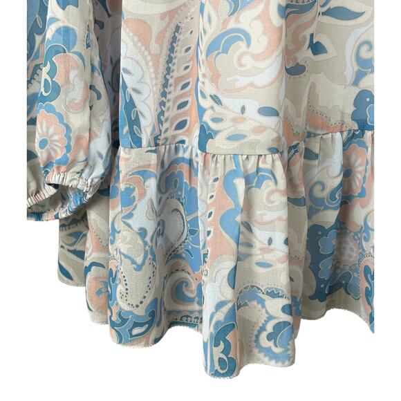 Wilfred Tempest Mini Dress Paisley Dress Women's Large Long Sleeves Pastel Blue - Picture 6 of 13